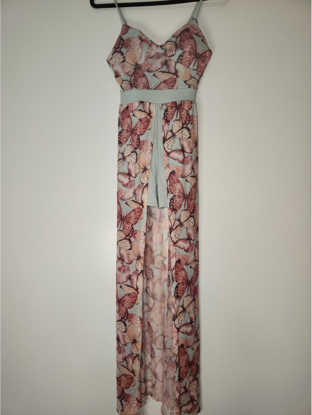 Pink butterfly print maxi dress
